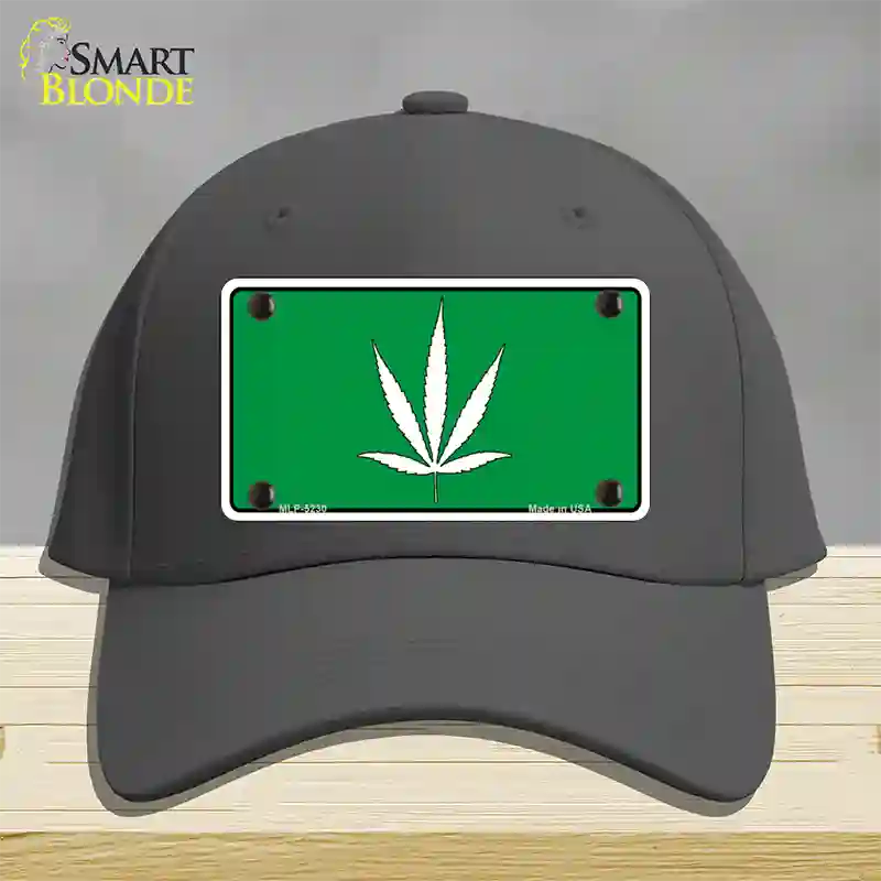 Marijuana Leaf Novelty License Plate Hat Cotton / Charcoal