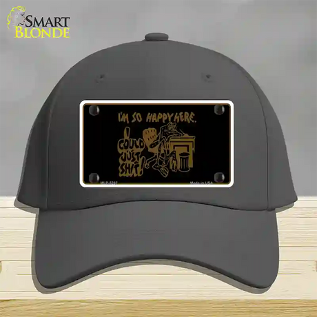 Im So Happy Here Novelty License Plate Hat Cotton / Charcoal