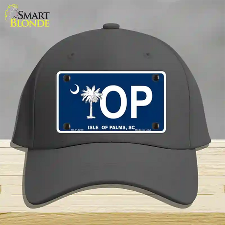 IOP Isle of Palms Blue Novelty License Plate Hat Cotton / Charcoal