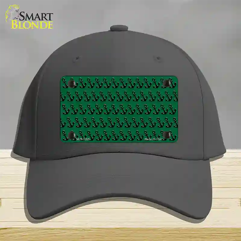 Green Black Anchor Novelty License Plate Hat Cotton / Charcoal