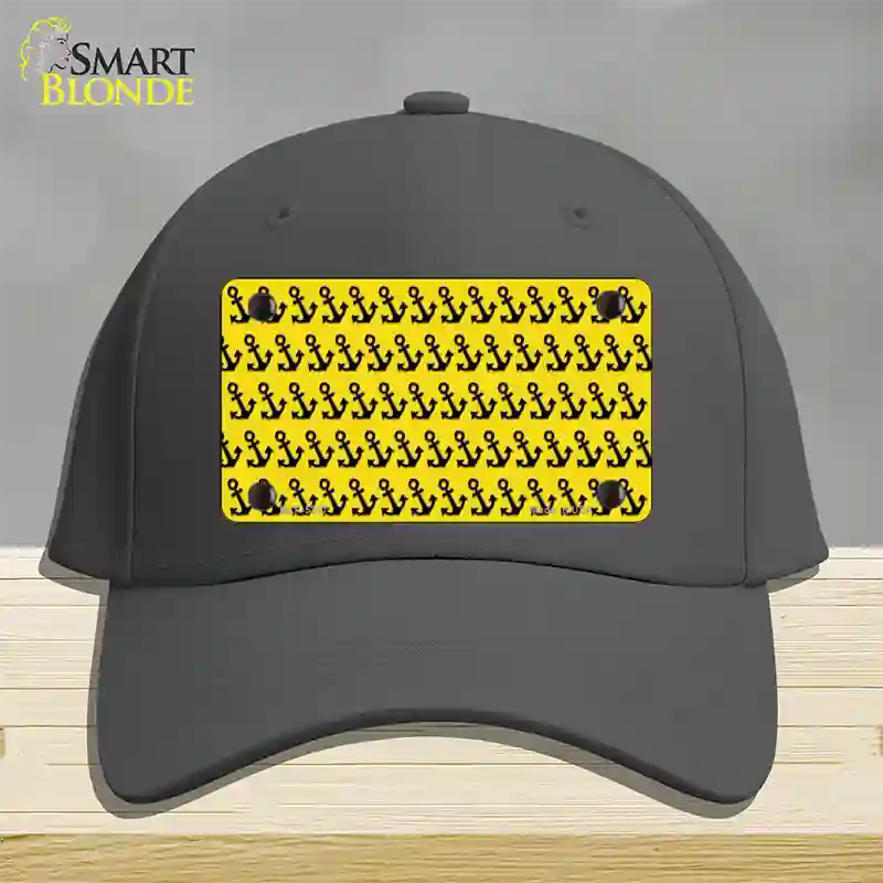 Yellow Black Anchor Novelty License Plate Hat Cotton / Charcoal