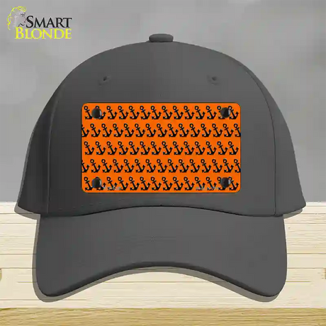 Orange Black Anchor Novelty License Plate Hat Cotton / Charcoal