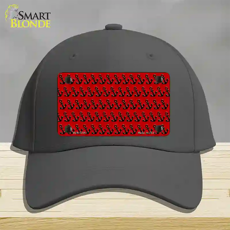 Red Black Anchor Novelty License Plate Hat Cotton / Charcoal