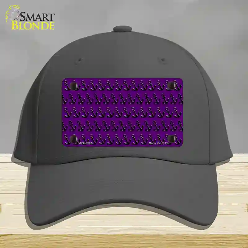 Purple Black Anchor Novelty License Plate Hat Cotton / Charcoal