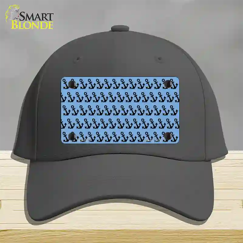 Light Blue Black Anchor Novelty License Plate Hat Cotton / Charcoal