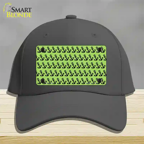 Lime Green Black Anchor Novelty License Plate Hat Cotton / Charcoal