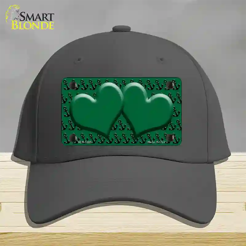 Green Black Anchor Green Heart Center Novelty License Plate Hat Cotton / Charcoal