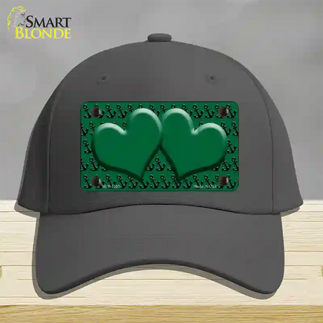 Green Black Anchor Green Heart Center Novelty License Plate Hat Cotton / Charcoal