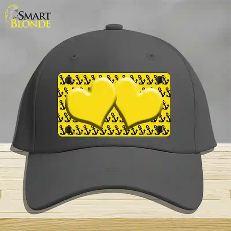 Yellow Black Anchor Yellow Heart Center Novelty License Plate Hat Cotton / Charcoal