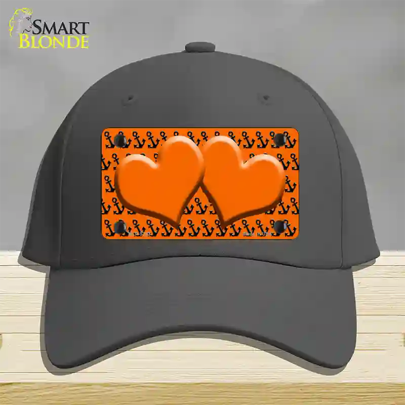 Orange Black Anchor Orange Heart Center Novelty License Plate Hat Cotton / Charcoal