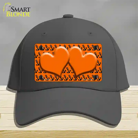 Orange Black Anchor Orange Heart Center Novelty License Plate Hat Cotton / Charcoal