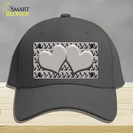 Grey Black Anchor Grey Heart Center Novelty License Plate Hat Cotton / Charcoal