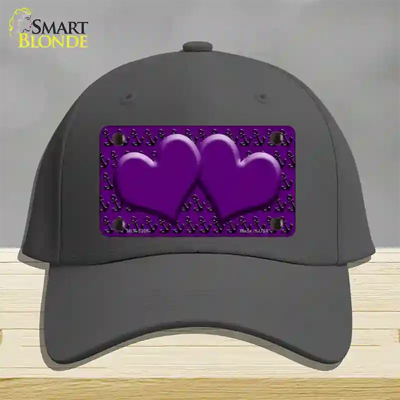 Purple Black Anchor Purple Heart Center Novelty License Plate Hat Cotton / Charcoal