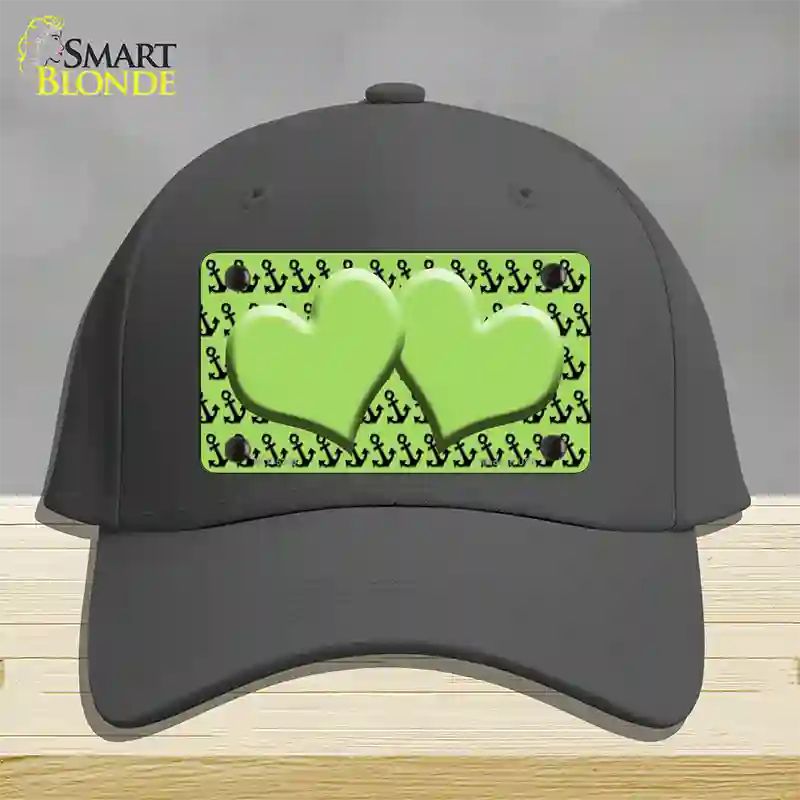 Lime Green Black Anchor Lime Green Heart Center Novelty License Plate Hat Cotton / Charcoal