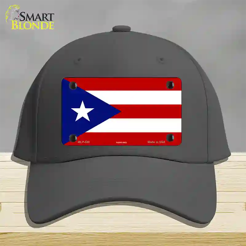 Puerto Rico Flag Novelty License Plate Hat Cotton / Charcoal