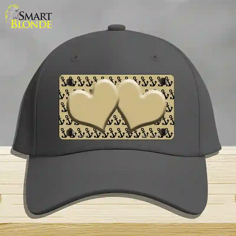 Gold Black Anchor Gold Heart Center Novelty License Plate Hat Cotton / Charcoal