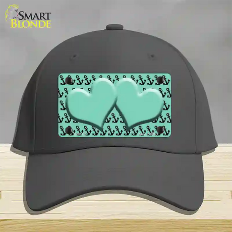 Mint Black Anchor Mint Heart Center Novelty License Plate Hat Cotton / Charcoal