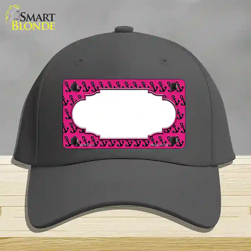 Pink Black Anchor Scallop Center Novelty License Plate Hat Cotton / Charcoal