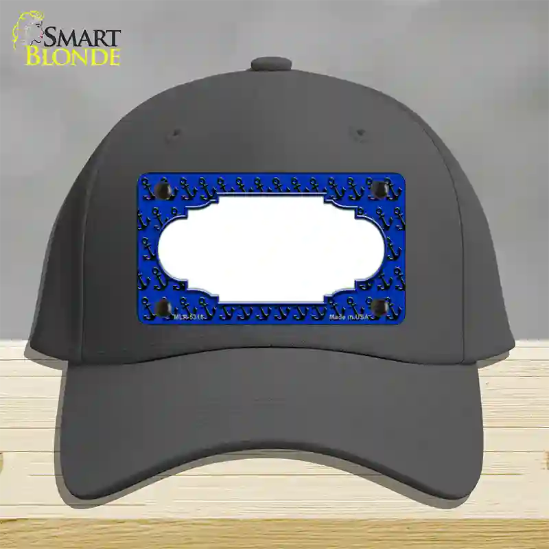 Blue Black Anchor Scallop Center Novelty License Plate Hat Cotton / Charcoal