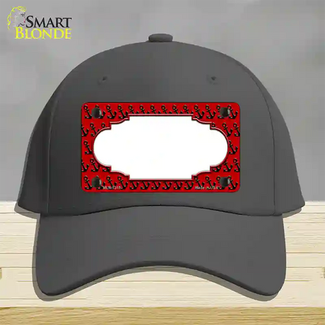 Red Black Anchor Scallop Center Novelty License Plate Hat Cotton / Charcoal