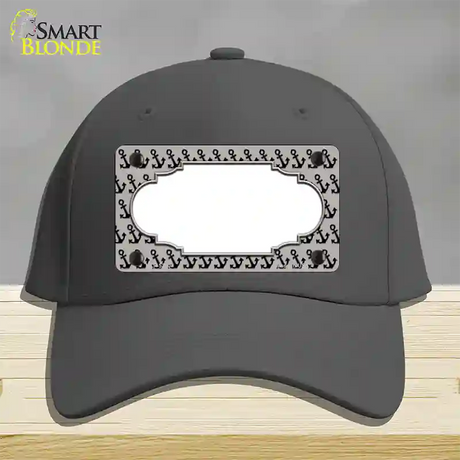 Grey Black Anchor Scallop Center Novelty License Plate Hat Cotton / Charcoal