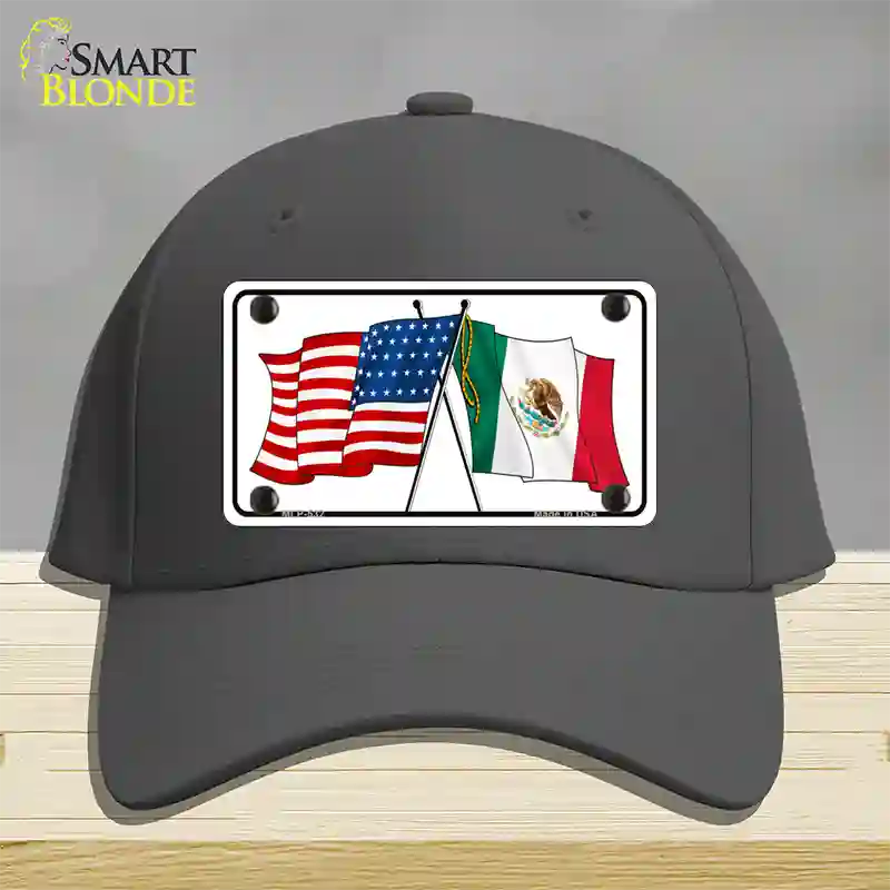 United States Mexico Flag Novelty License Plate Hat Cotton / Charcoal