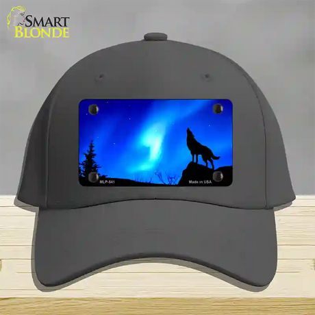 Wolf Howling Novelty License Plate Hat Cotton / Charcoal