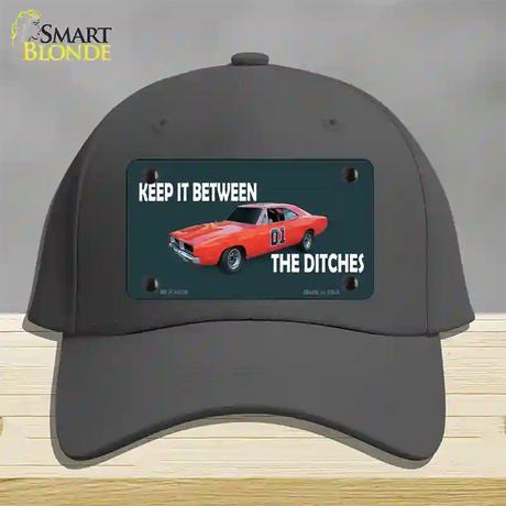 Between The Ditches Novelty License Plate Hat Cotton / Charcoal