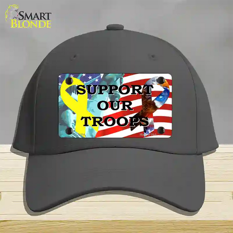 Support Our Troops Ribbon Novelty License Plate Hat Cotton / Charcoal