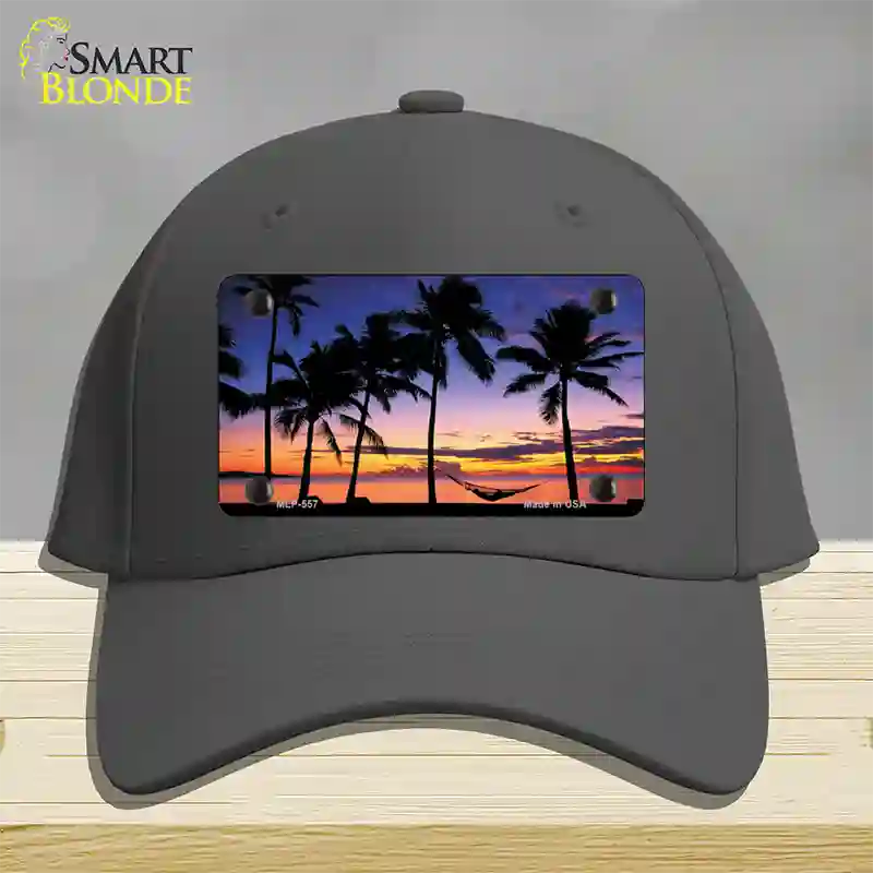 Sunset Hammock Novelty License Plate Hat Cotton / Charcoal