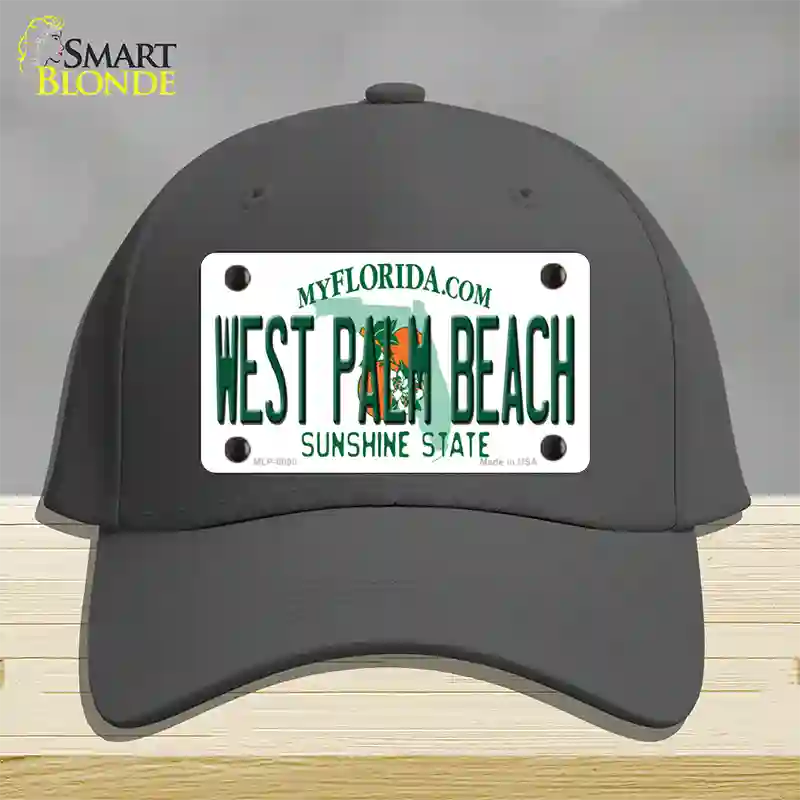 West Palm Beach Florida Novelty License Plate Hat Cotton / Charcoal