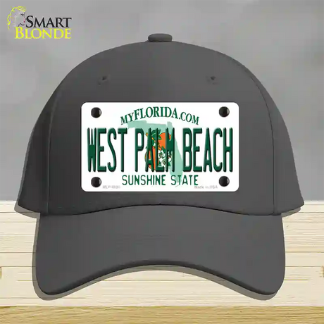 West Palm Beach Florida Novelty License Plate Hat Cotton / Charcoal