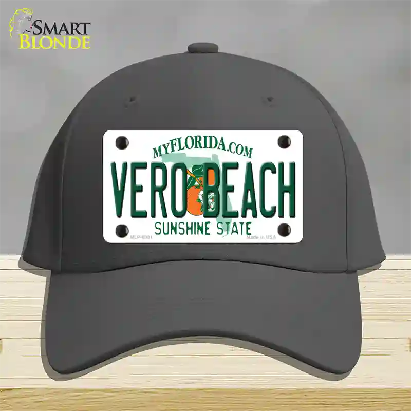 Vero Beach Florida Novelty License Plate Hat Cotton / Charcoal