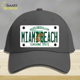 Miami Beach Florida Novelty License Plate Hat Cotton / Charcoal