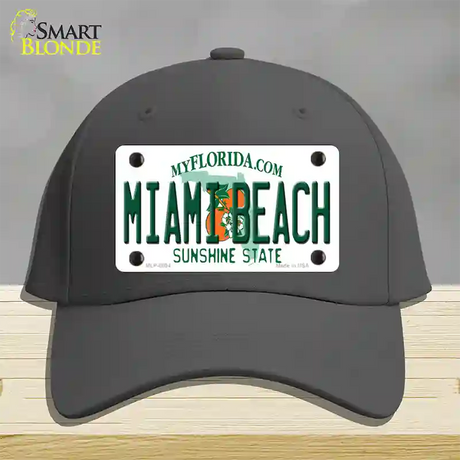 Miami Beach Florida Novelty License Plate Hat Cotton / Charcoal