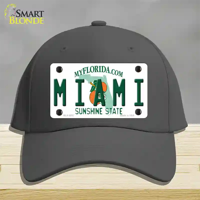 Miami Florida Novelty License Plate Hat Cotton / Charcoal