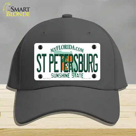 St Petersburg Florida Novelty License Plate Hat Cotton / Charcoal