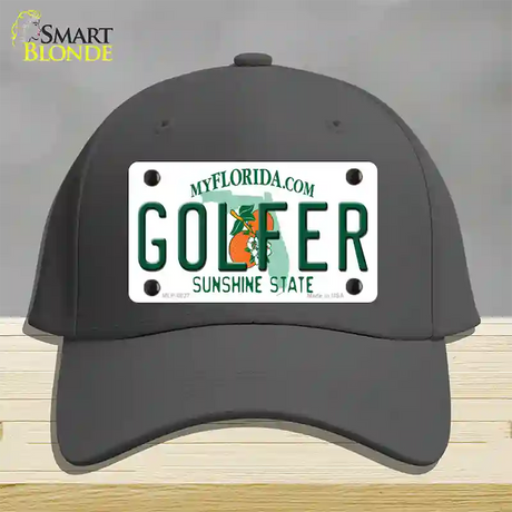 Golfer Florida Novelty License Plate Hat Cotton / Charcoal