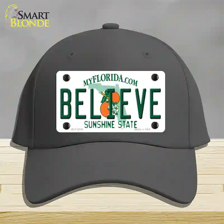 Believe Florida Novelty License Plate Hat Cotton / Charcoal