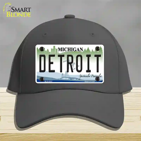 Detroit Michigan Novelty License Plate Hat Cotton / Charcoal