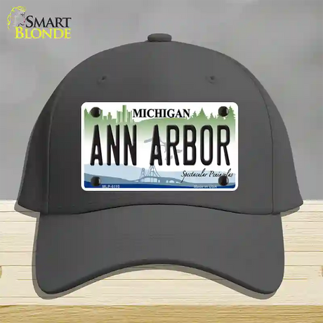 Ann Arbor Michigan Novelty License Plate Hat Cotton / Charcoal