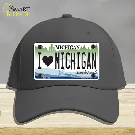 I Love Michigan Novelty License Plate Hat Cotton / Charcoal