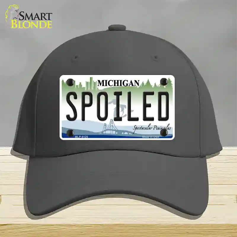 Spoiled Michigan Novelty License Plate Hat Cotton / Charcoal