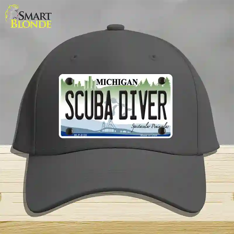 Scuba Diver Michigan Novelty License Plate Hat Cotton / Charcoal