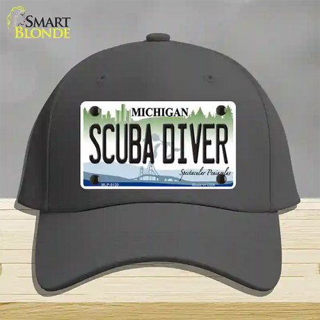 Scuba Diver Michigan Novelty License Plate Hat Cotton / Charcoal