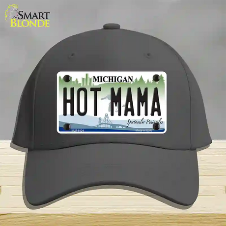 Hot Mama Michigan Novelty License Plate Hat Cotton / Charcoal