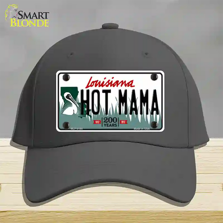 Hot Mama Louisiana Novelty License Plate Hat Cotton / Charcoal