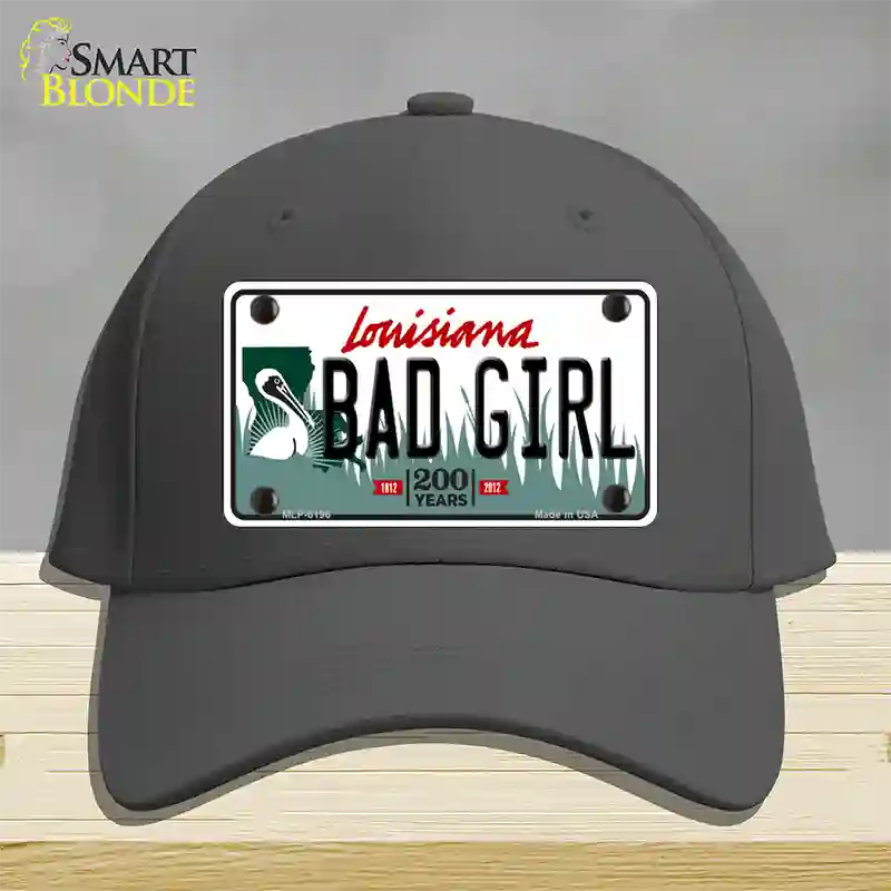 Bad Girl Louisiana Novelty License Plate Hat Cotton / Charcoal