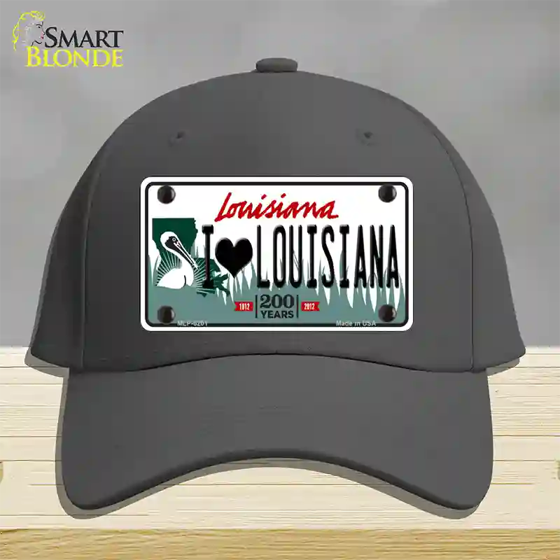 I Love Louisiana Novelty License Plate Hat Cotton / Charcoal