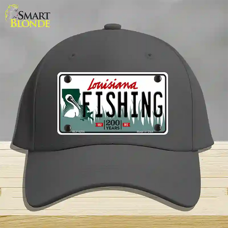 Fishing Louisiana Novelty License Plate Hat Cotton / Charcoal